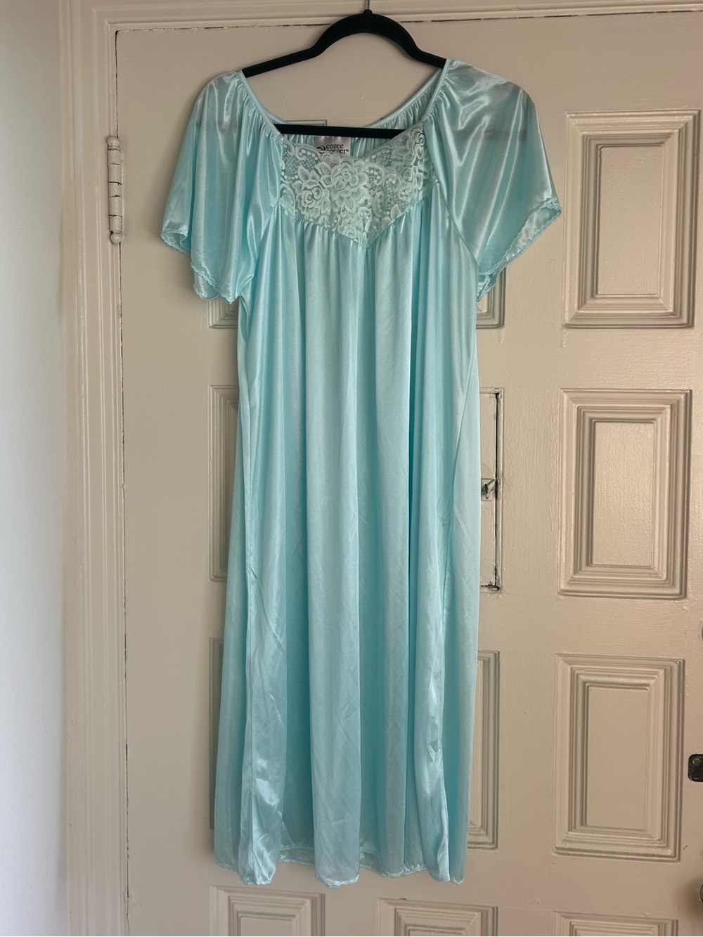 Vintage Blue Lace-Trim Nightgown